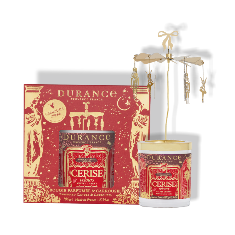 Coffret Bougie Carrousel Cerise Velours
